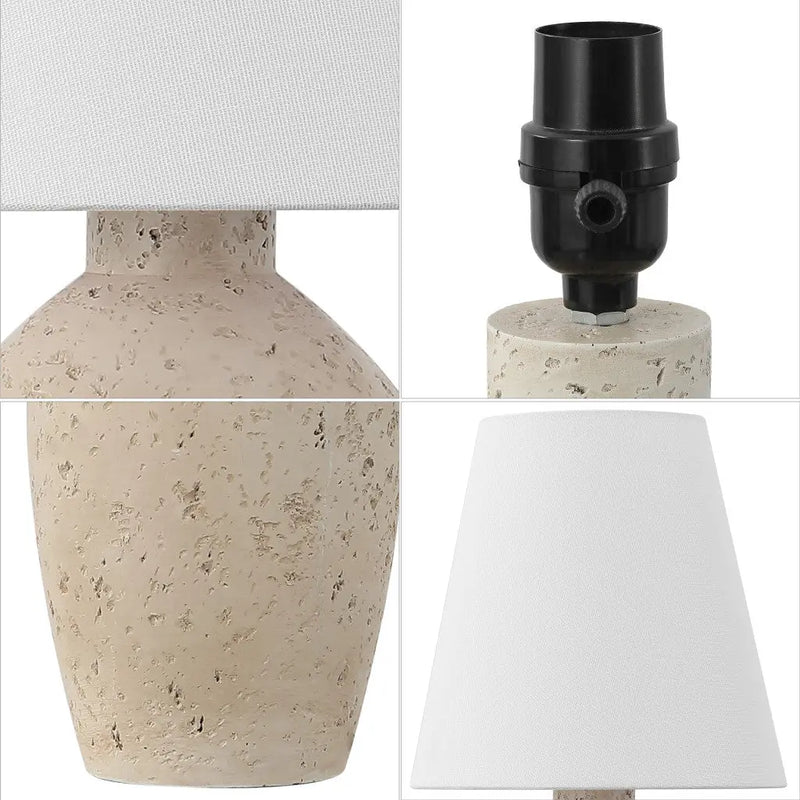 Set of Two 19" Cream Urn Bedside Lamps With Empire Shades Homeroots Lighting