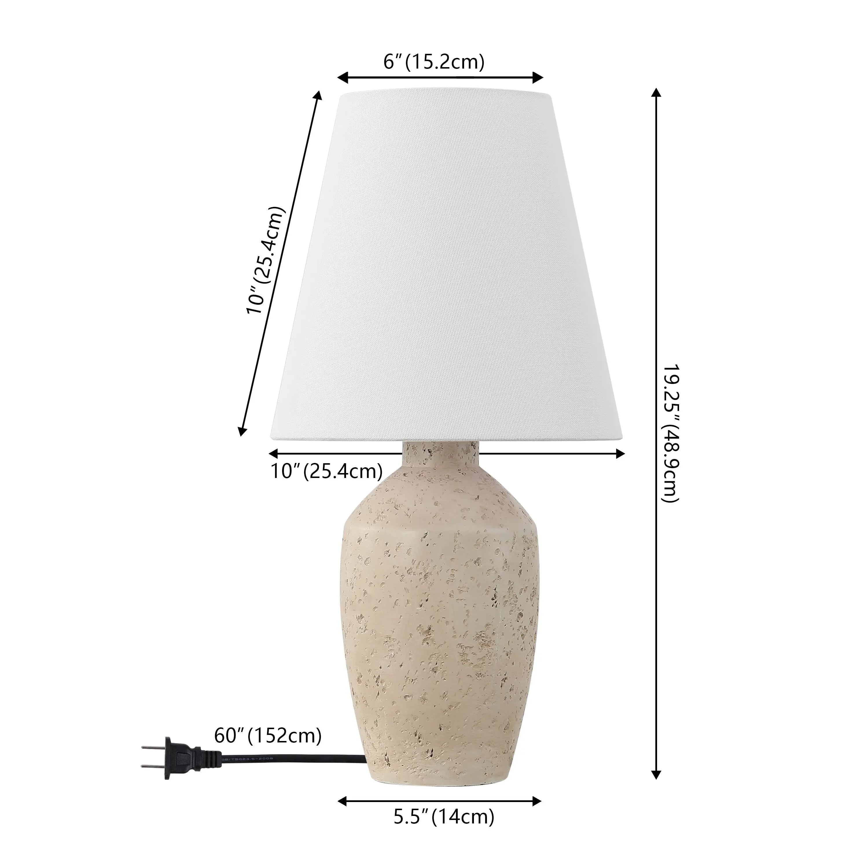 Set of Two 19" Cream Urn Bedside Lamps With Empire Shades Homeroots Lighting