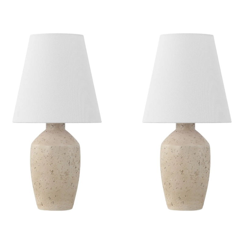 Set of Two 19" Cream Urn Bedside Lamps With Empire Shades Homeroots Lighting
