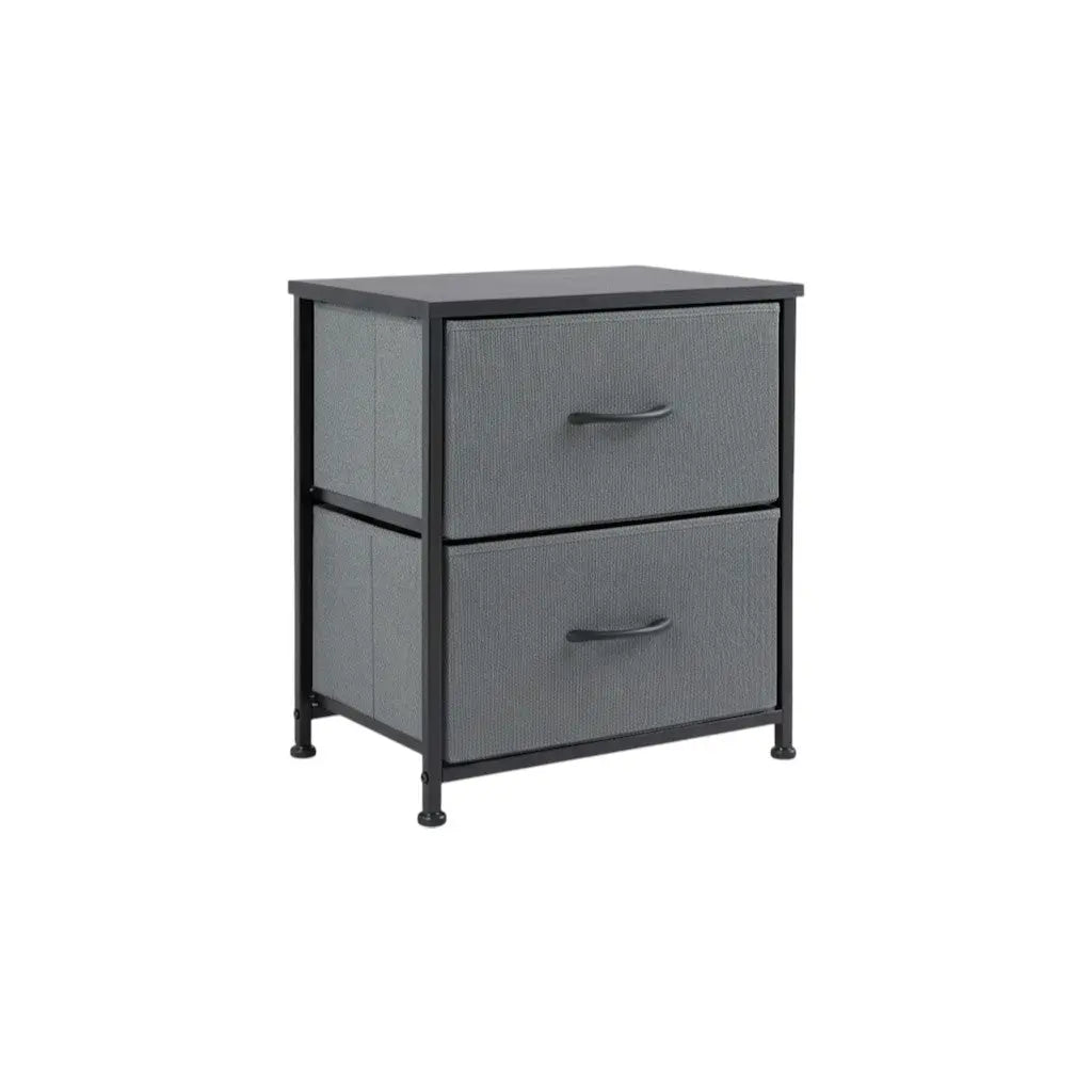 Set of Two 20" Gray Iron and Wood Woven Texture Two Drawer Nightstand Homeroots Bed & Bath