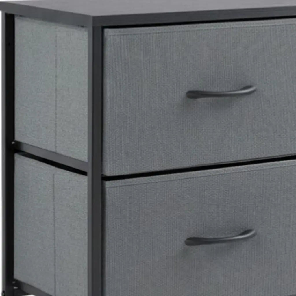 Set of Two 20" Gray Iron and Wood Woven Texture Two Drawer Nightstand Homeroots Bed & Bath