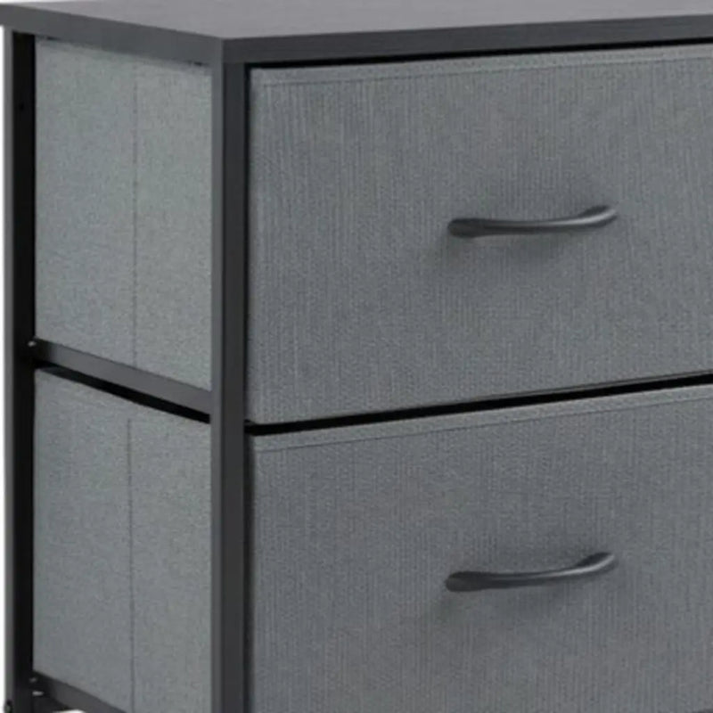 Set of Two 20" Gray Iron and Wood Woven Texture Two Drawer Nightstand Homeroots Bed & Bath
