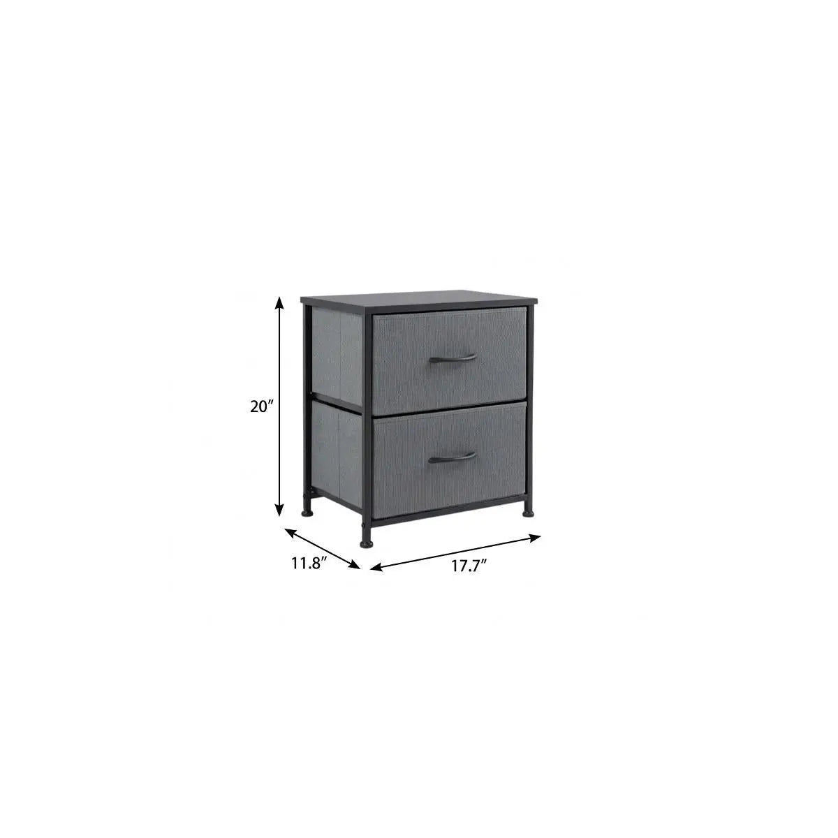 Set of Two 20" Gray Iron and Wood Woven Texture Two Drawer Nightstand Homeroots Bed & Bath