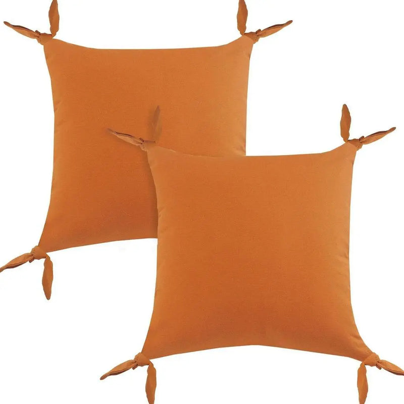 Set of Two 20" Orange And Burnt Orange Cotton Throw Pillows Homeroots Home Decor