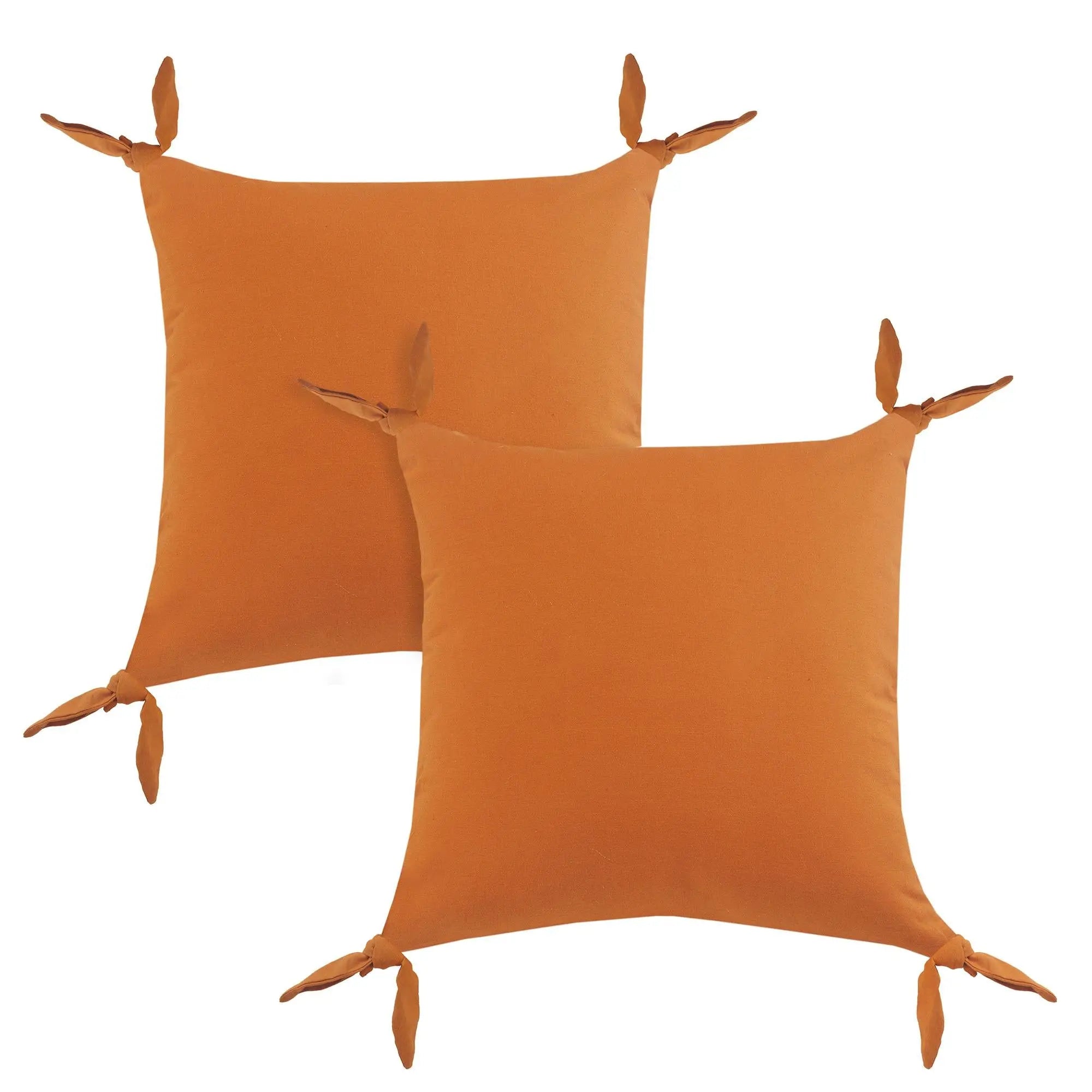 Set of Two 20" Orange And Burnt Orange Cotton Throw Pillows Homeroots Home Decor