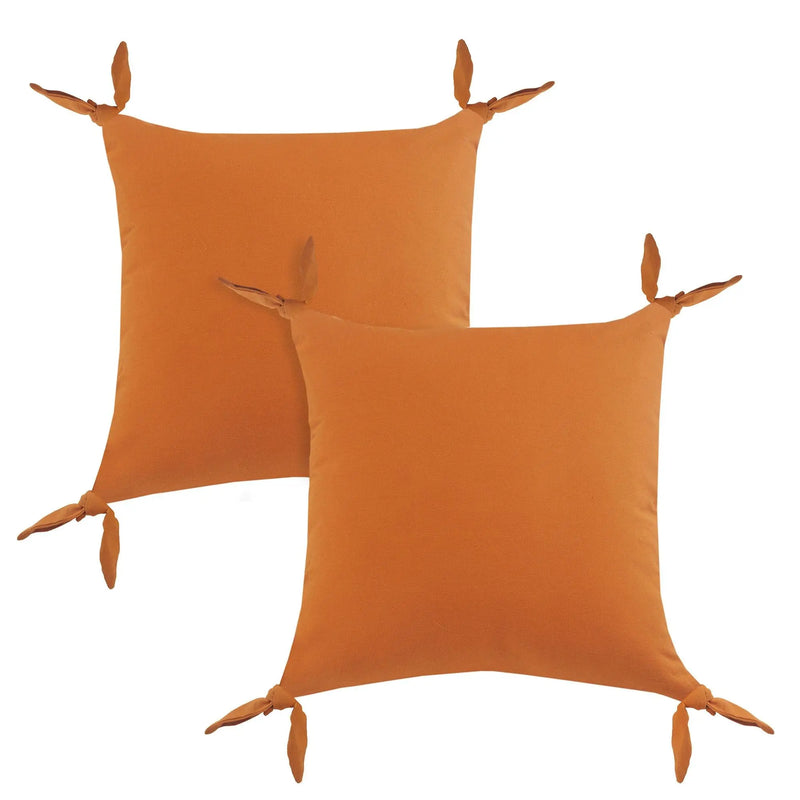 Set of Two 20" Orange And Burnt Orange Cotton Throw Pillows Homeroots Home Decor