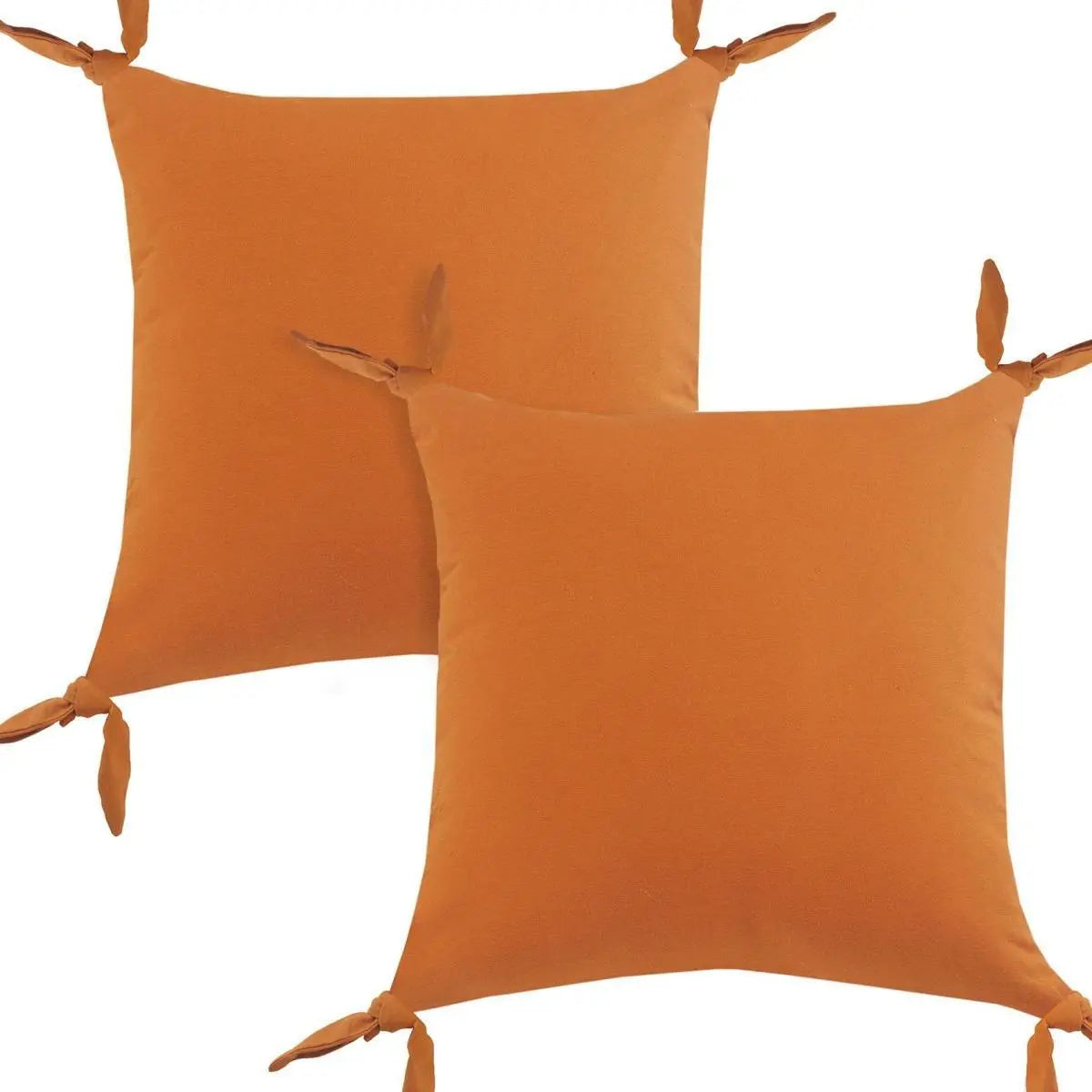 Set of Two 20" Orange And Burnt Orange Cotton Throw Pillows Homeroots Home Decor