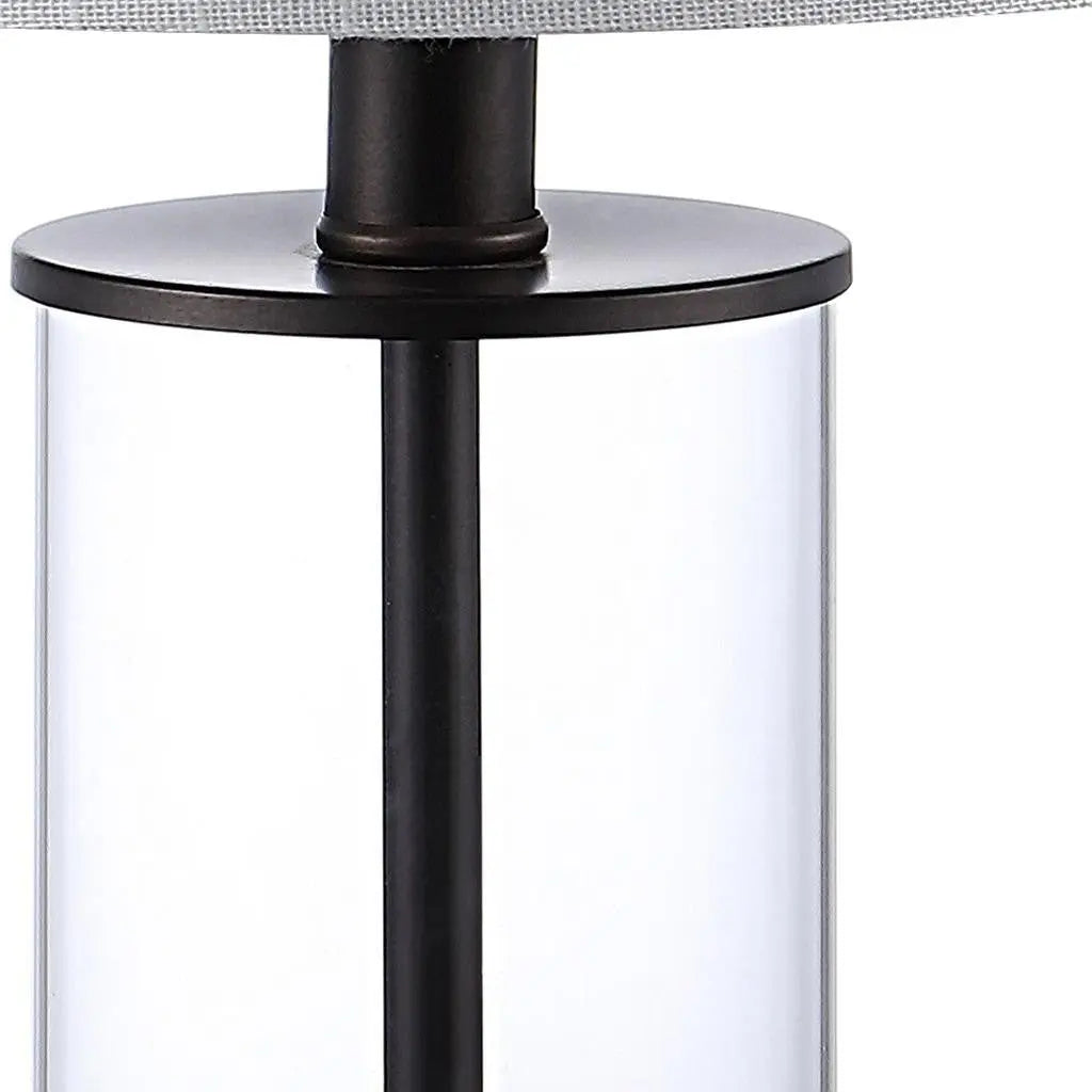 Set of Two 21" Antiqued Bronze USB Table Lamps With Drum Shades Homeroots Lighting