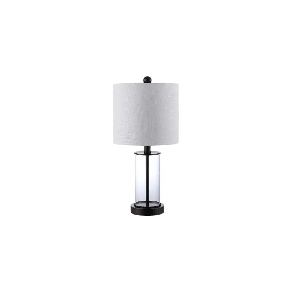 Set of Two 21" Antiqued Bronze USB Table Lamps With Drum Shades Homeroots Lighting