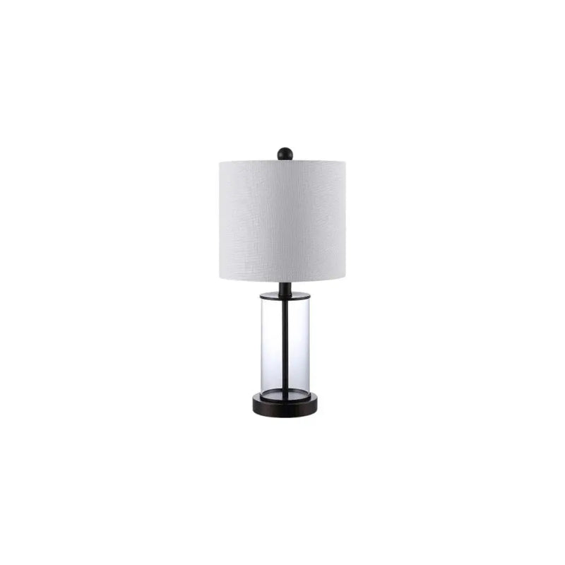 Set of Two 21" Antiqued Bronze USB Table Lamps With Drum Shades Homeroots Lighting