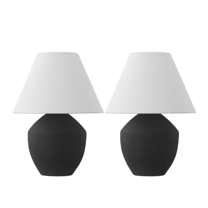 Set of Two 21" Clear Novelty Table Lamps With Empire Shades Homeroots Lighting