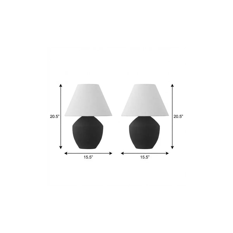 Set of Two 21" Clear Novelty Table Lamps With Empire Shades Homeroots Lighting
