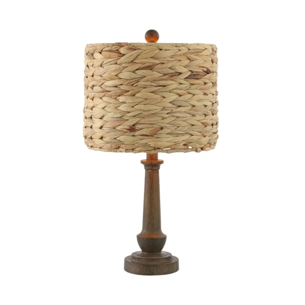 Set of Two 21" Dark Brown Bedside Lamps With Drum Shades Homeroots Lighting
