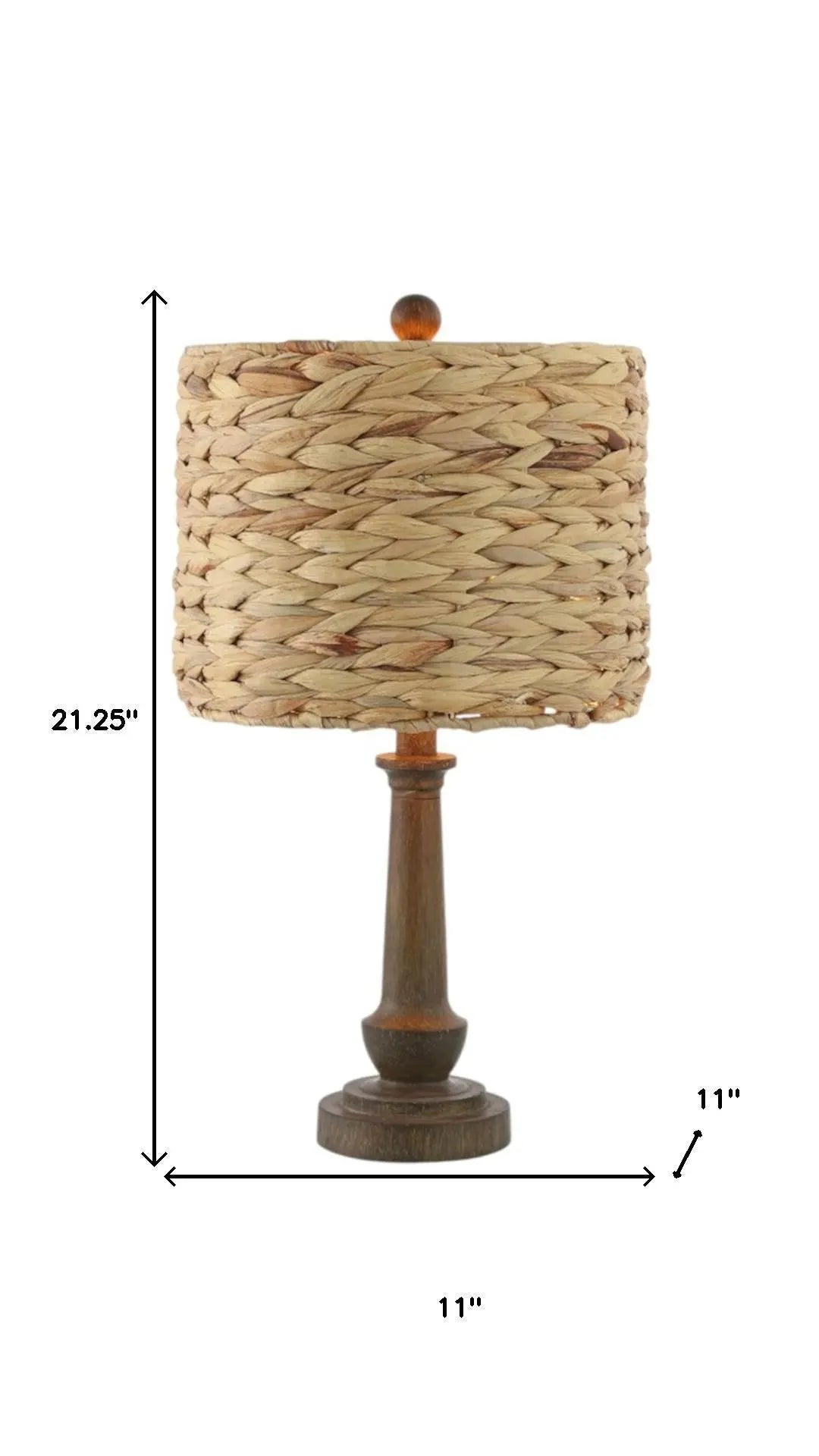 Set of Two 21" Dark Brown Bedside Lamps With Drum Shades Homeroots Lighting