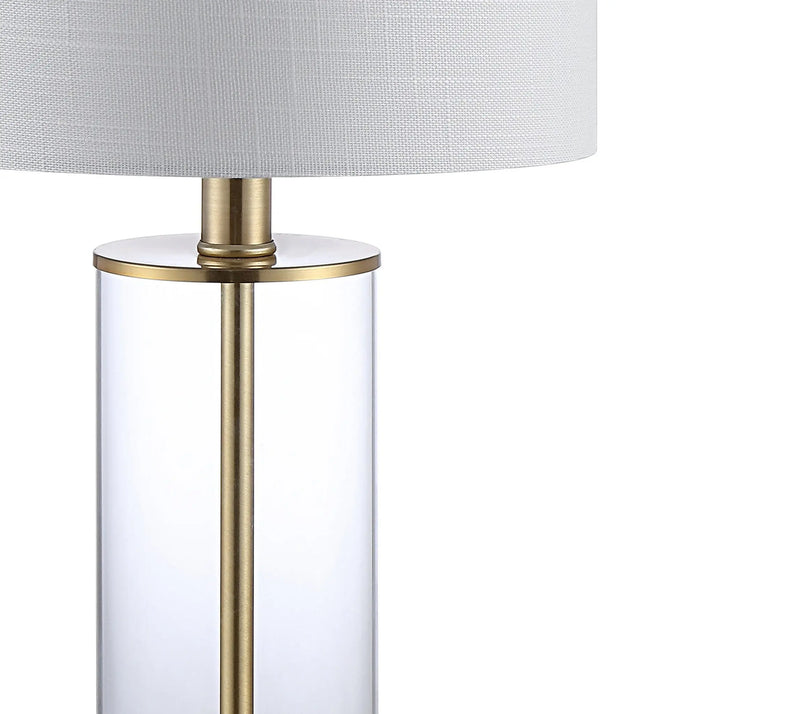Set of Two 21" Gold USB Table Lamps With Drum Shades Homeroots Lighting