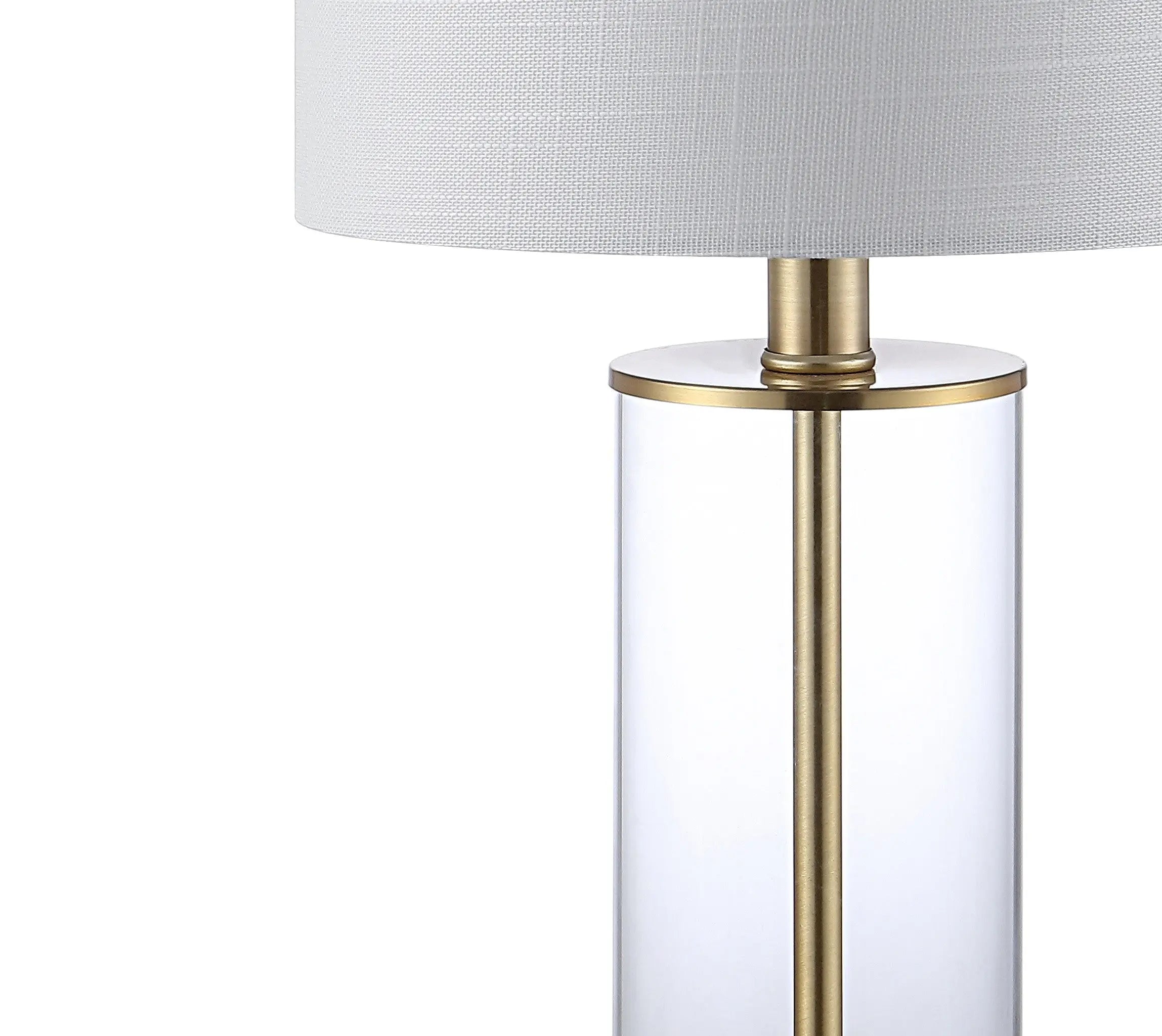 Set of Two 21" Gold USB Table Lamps With Drum Shades Homeroots Lighting