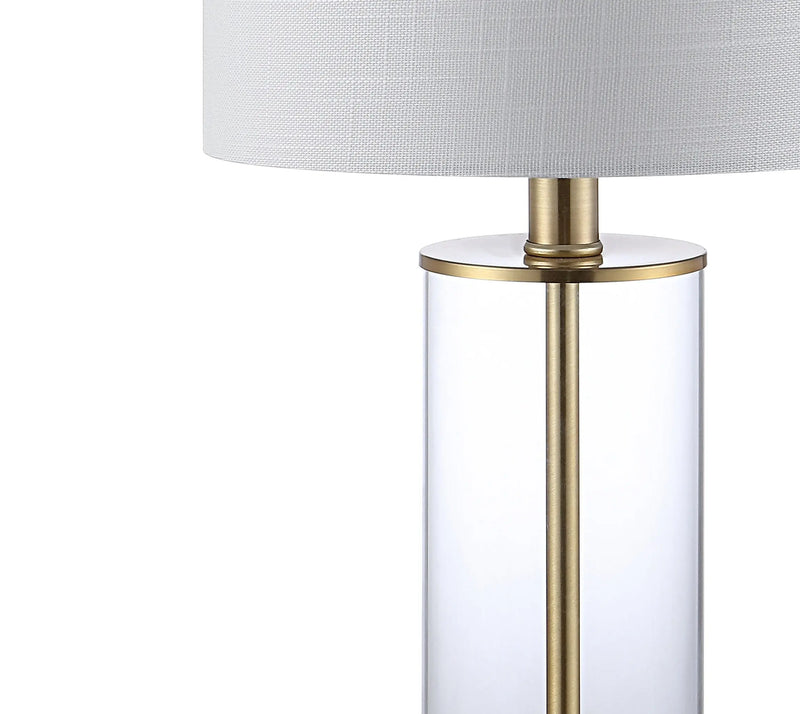 Set of Two 21" Gold USB Table Lamps With Drum Shades Homeroots Lighting