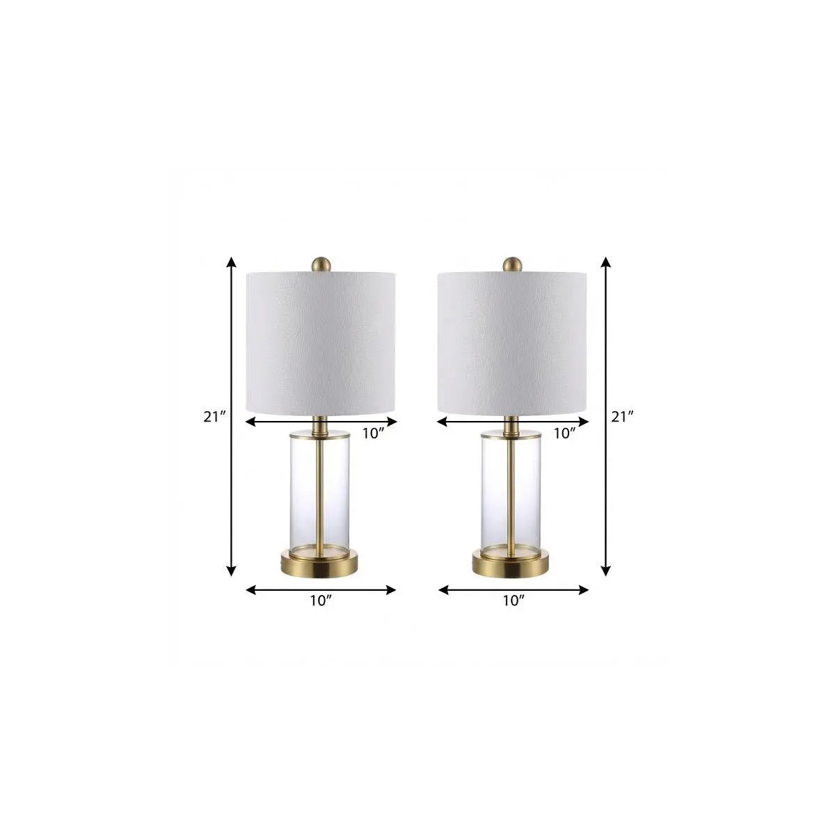 Set of Two 21" Gold USB Table Lamps With Drum Shades Homeroots Lighting
