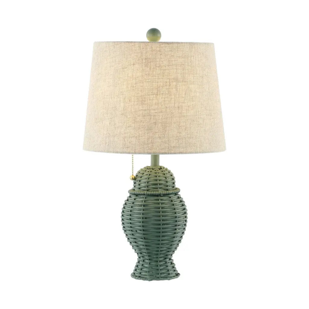Set of Two 21" Green Urn Bedside Lamps With Empire Shades Homeroots Lighting