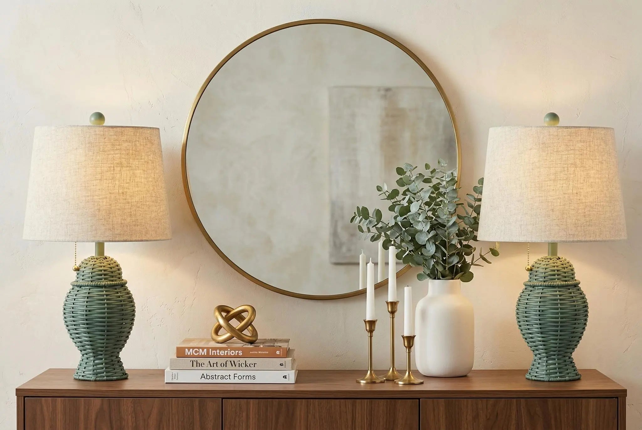 Set of Two 21" Green Urn Bedside Lamps With Empire Shades Homeroots Lighting