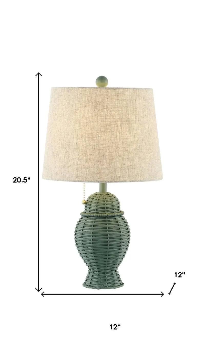 Set of Two 21" Green Urn Bedside Lamps With Empire Shades Homeroots Lighting