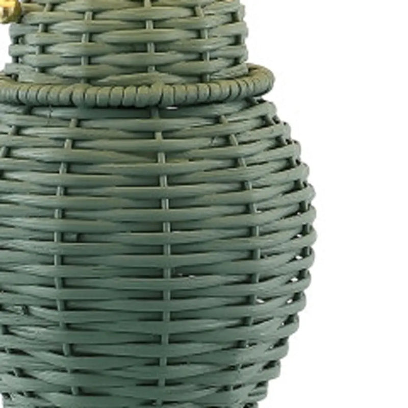 Set of Two 21" Green Urn Bedside Lamps With Empire Shades Homeroots Lighting