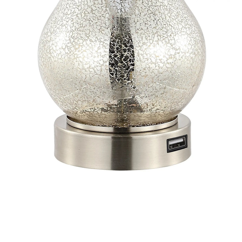 Set of Two 21" Nickel Gourd Table Lamps With Empire Shades Homeroots Lighting