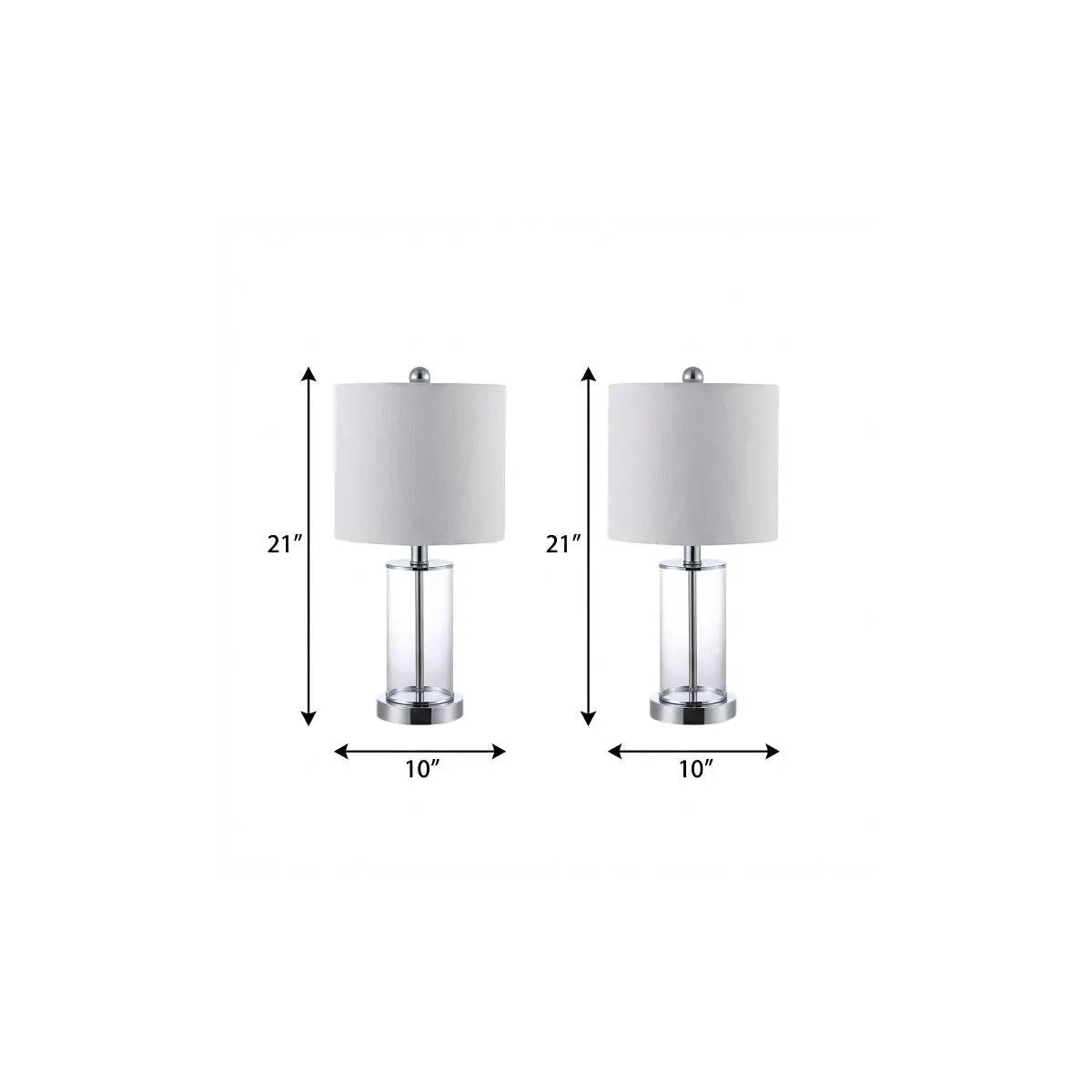 Set of Two 21" Silver USB Table Lamps With Drum Shades Homeroots Lighting