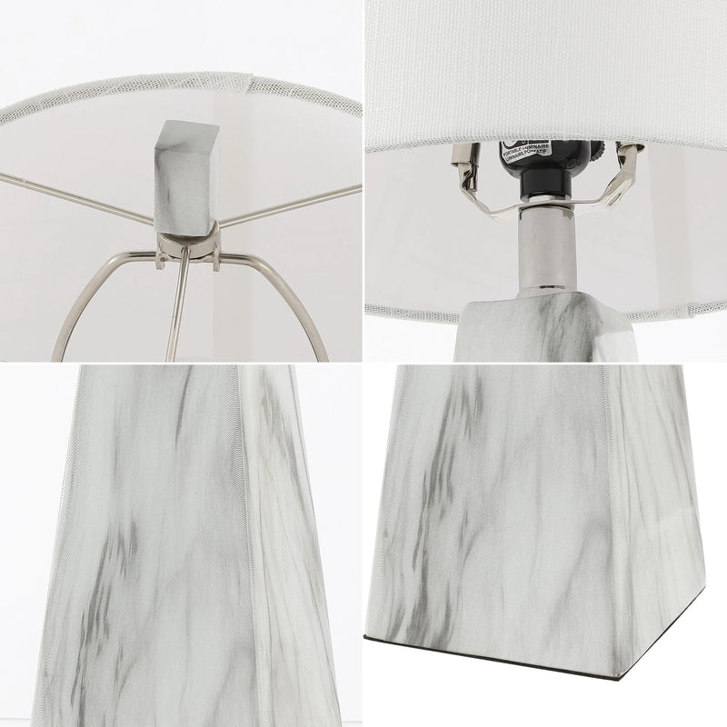 Set of Two 21" White Geometric Table Lamps With Empire Shades Homeroots Lighting