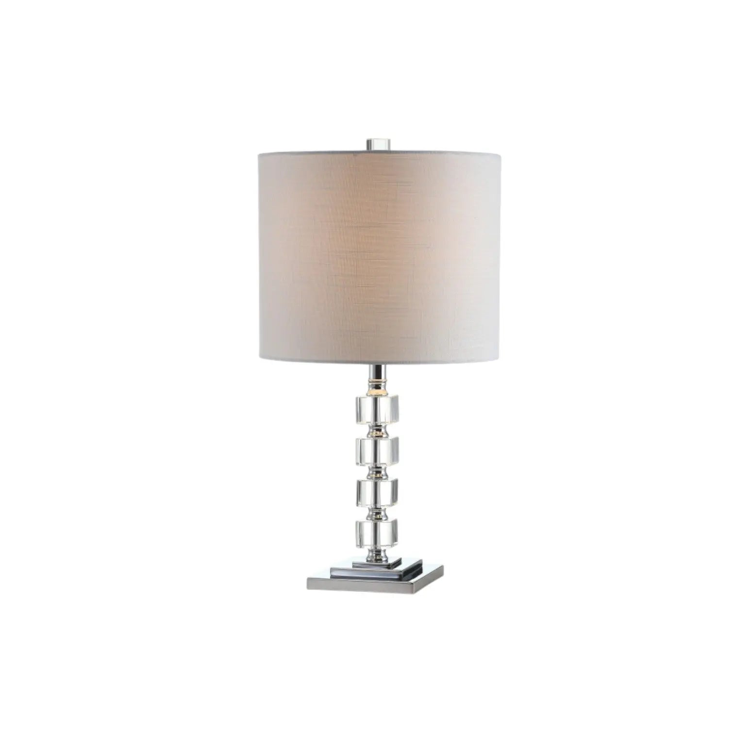Set of Two 22" Clear And Silver Bedside Lamps With Drum Shades Homeroots Lighting