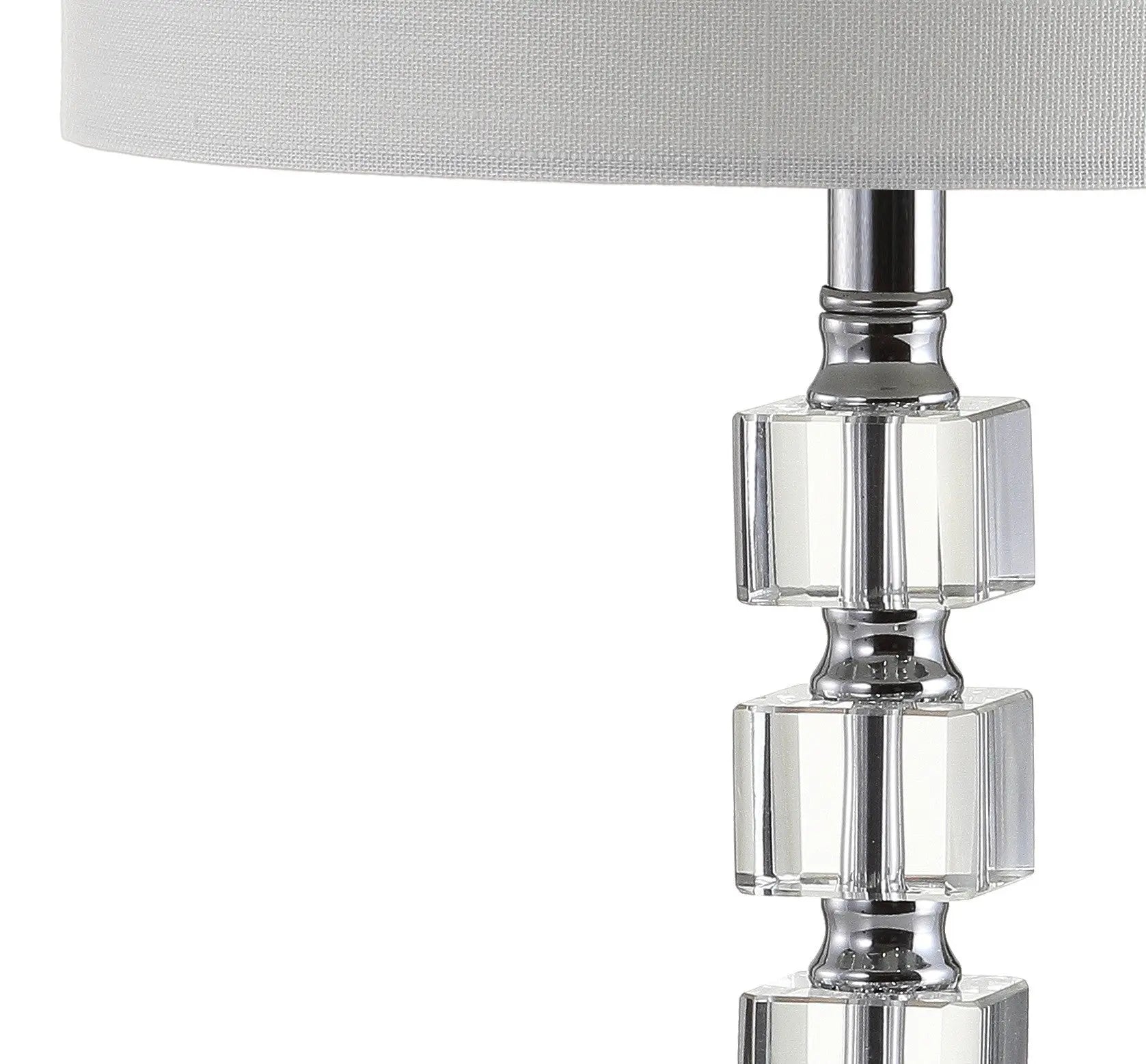Set of Two 22" Clear And Silver Bedside Lamps With Drum Shades Homeroots Lighting