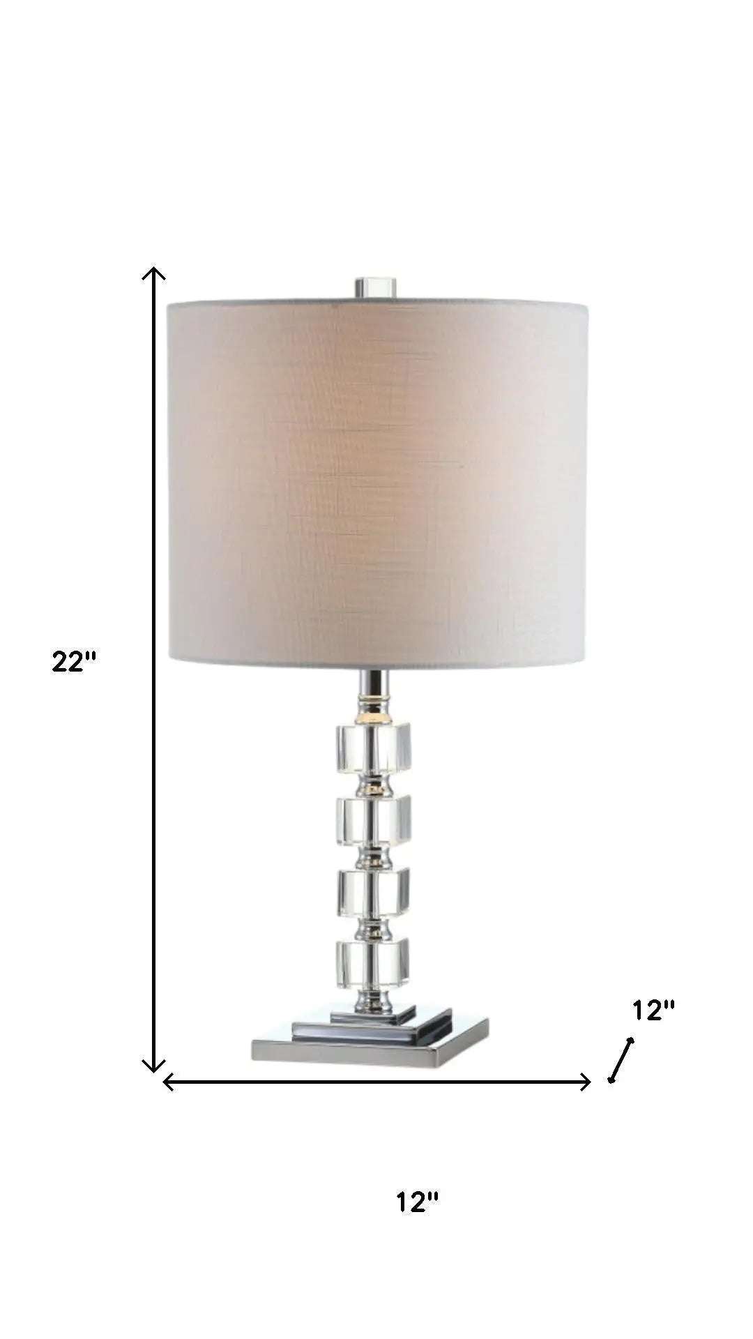 Set of Two 22" Clear And Silver Bedside Lamps With Drum Shades Homeroots Lighting