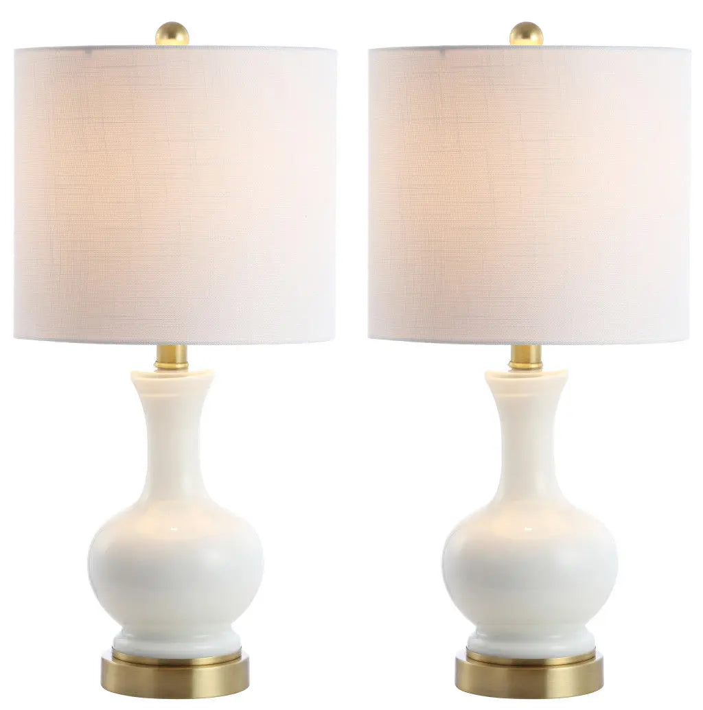Set of Two 22" Gold Novelty Table Lamps With Globe Shades Homeroots Lighting