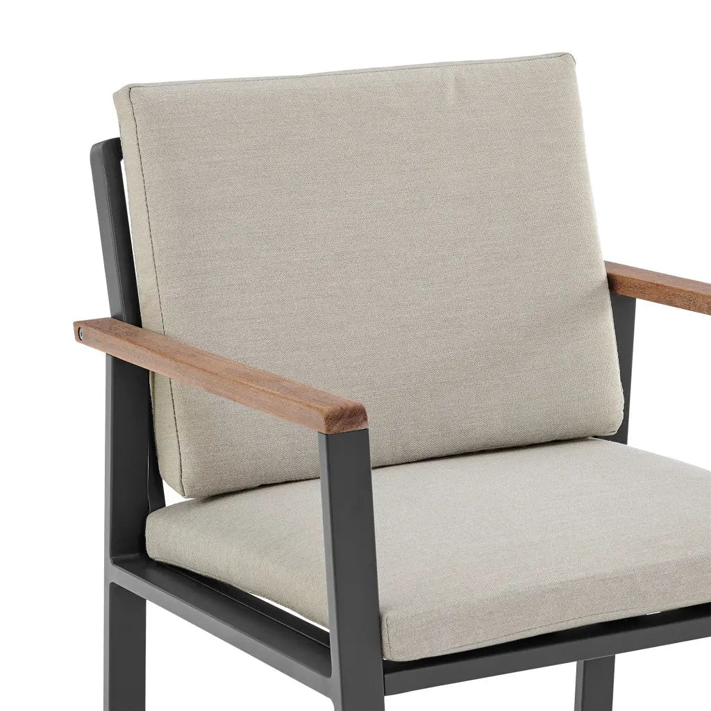 Set of Two 22" Light Gray Solid Wood Outdoor Dining Chair with Taupe Cushion Homeroots Outdoor