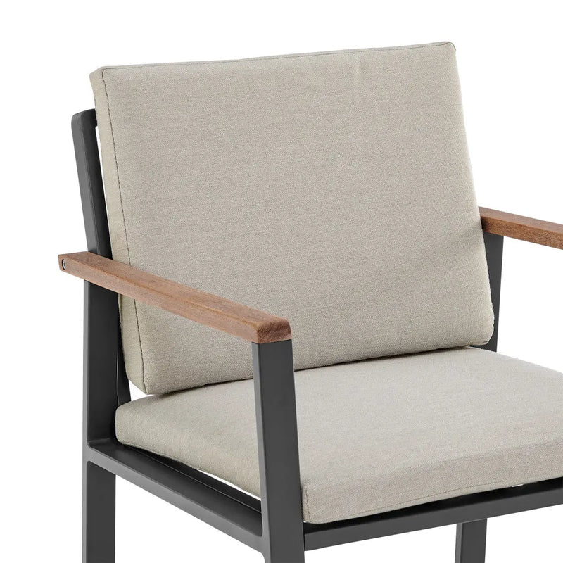 Set of Two 22" Light Gray Solid Wood Outdoor Dining Chair with Taupe Cushion Homeroots Outdoor