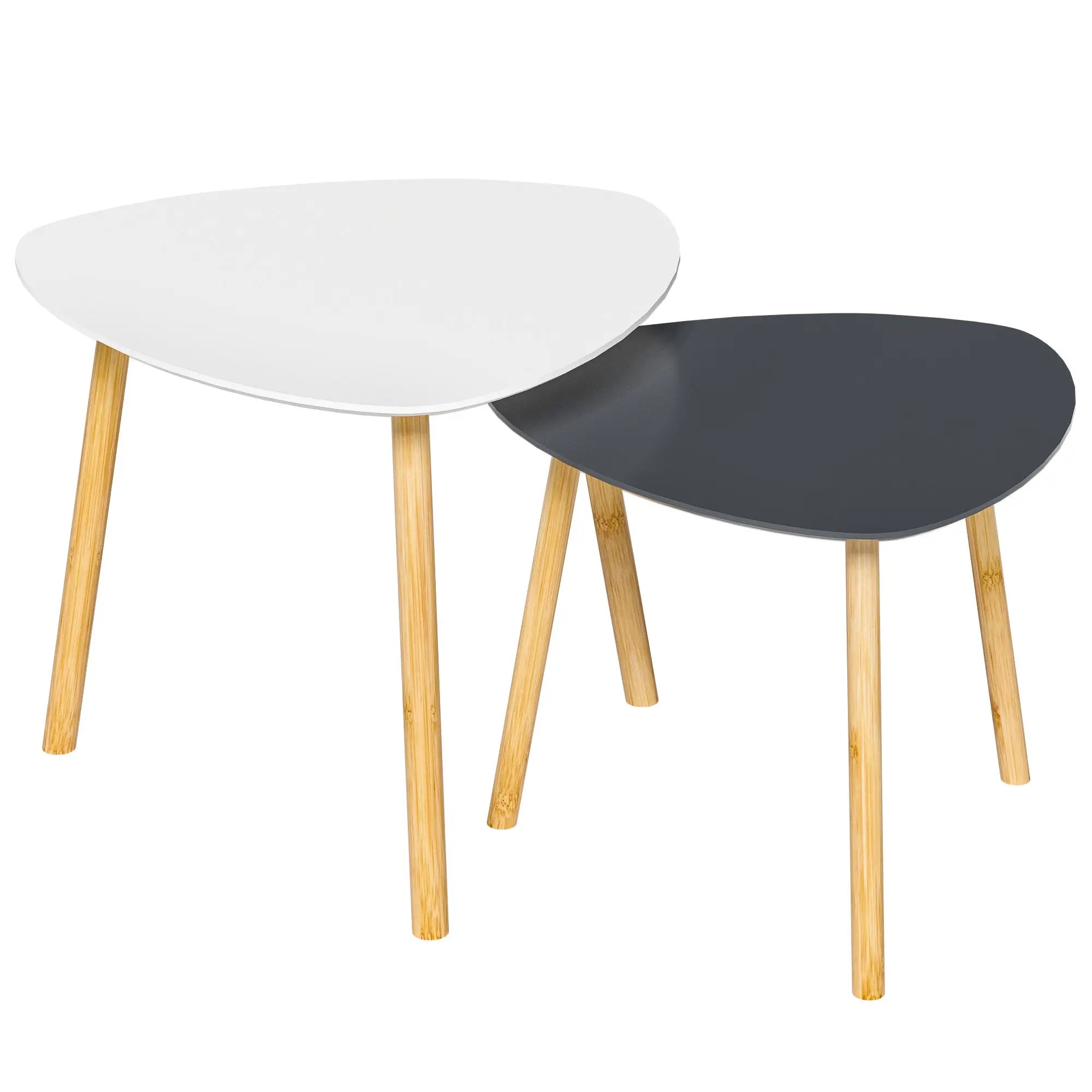 Set of Two 22" Oak And Gray and White Nested Tables Homeroots Living Room