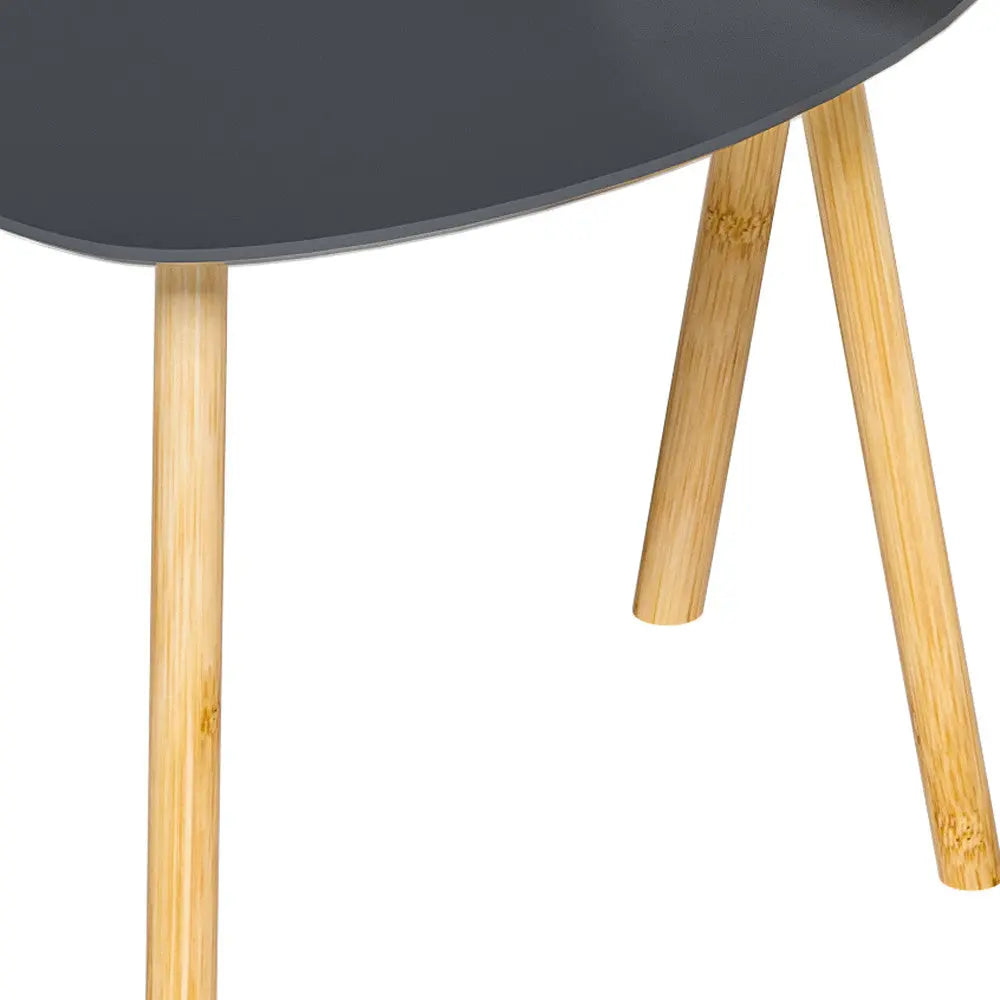 Set of Two 22" Oak And Gray and White Nested Tables Homeroots Living Room
