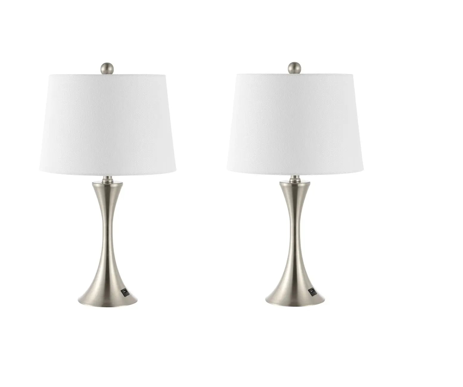 Set of Two 23" Clear Novelty Table Lamps With Empire Shades Homeroots Lighting