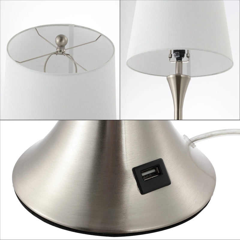 Set of Two 23" Clear Novelty Table Lamps With Empire Shades Homeroots Lighting