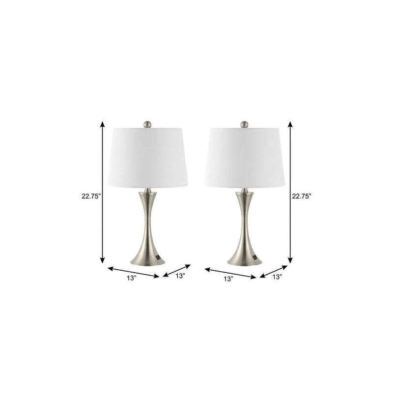 Set of Two 23" Clear Novelty Table Lamps With Empire Shades Homeroots Lighting