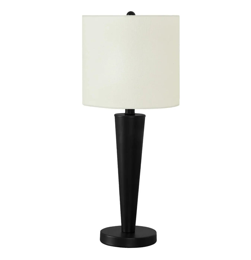 Set of Two 24" Black Metal Candlestick USB Table Lamps With Ivory Drum Shade Homeroots Lighting