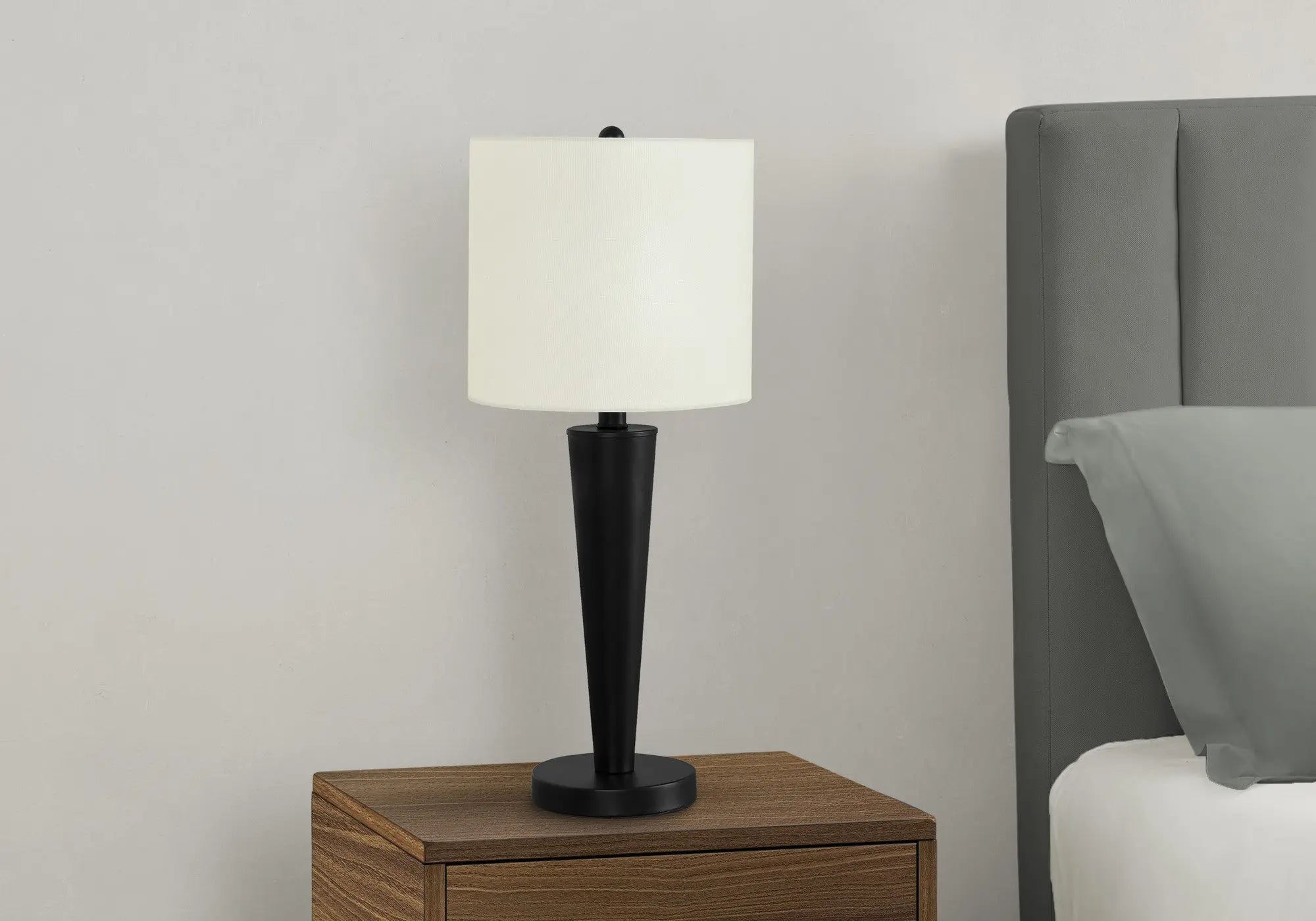 Set of Two 24" Black Metal Candlestick USB Table Lamps With Ivory Drum Shade Homeroots Lighting
