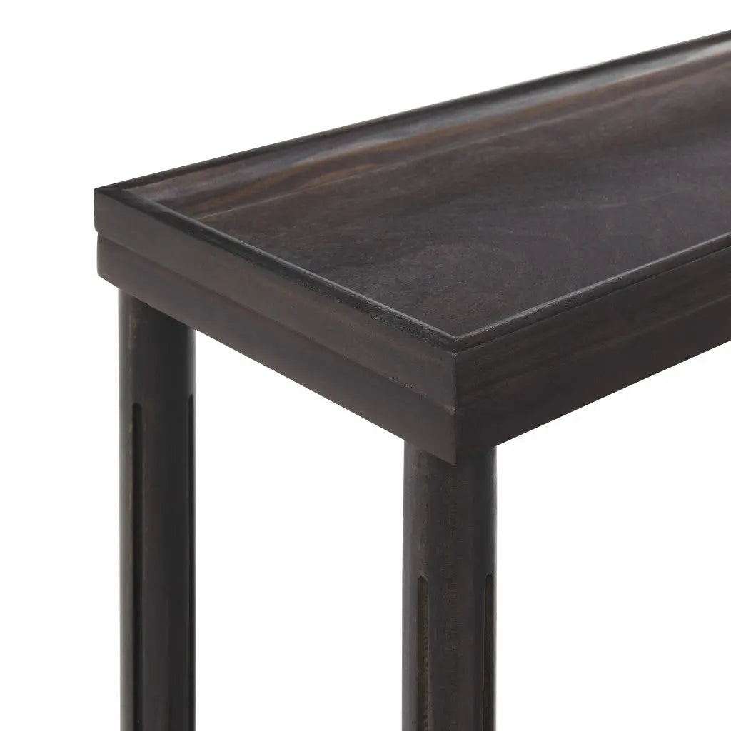 Set of Two 24" Espresso Solid Wood End Tables With Shelf Homeroots Living Room