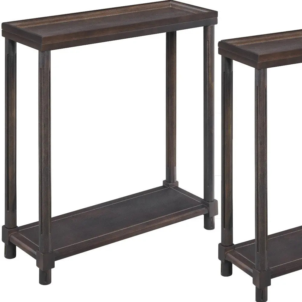 Set of Two 24" Espresso Solid Wood End Tables With Shelf Homeroots Living Room