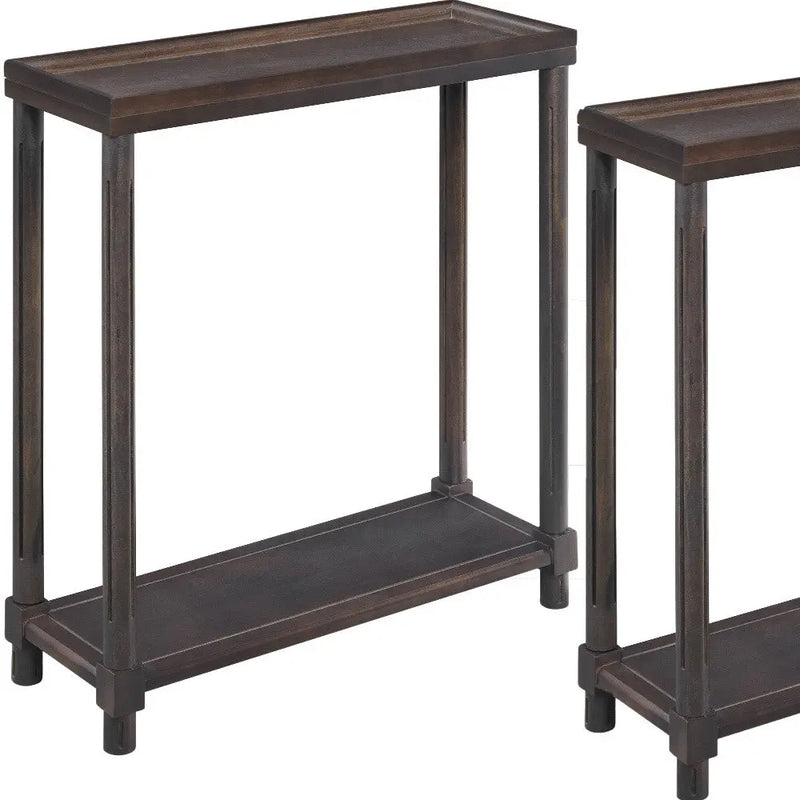 Set of Two 24" Espresso Solid Wood End Tables With Shelf Homeroots Living Room