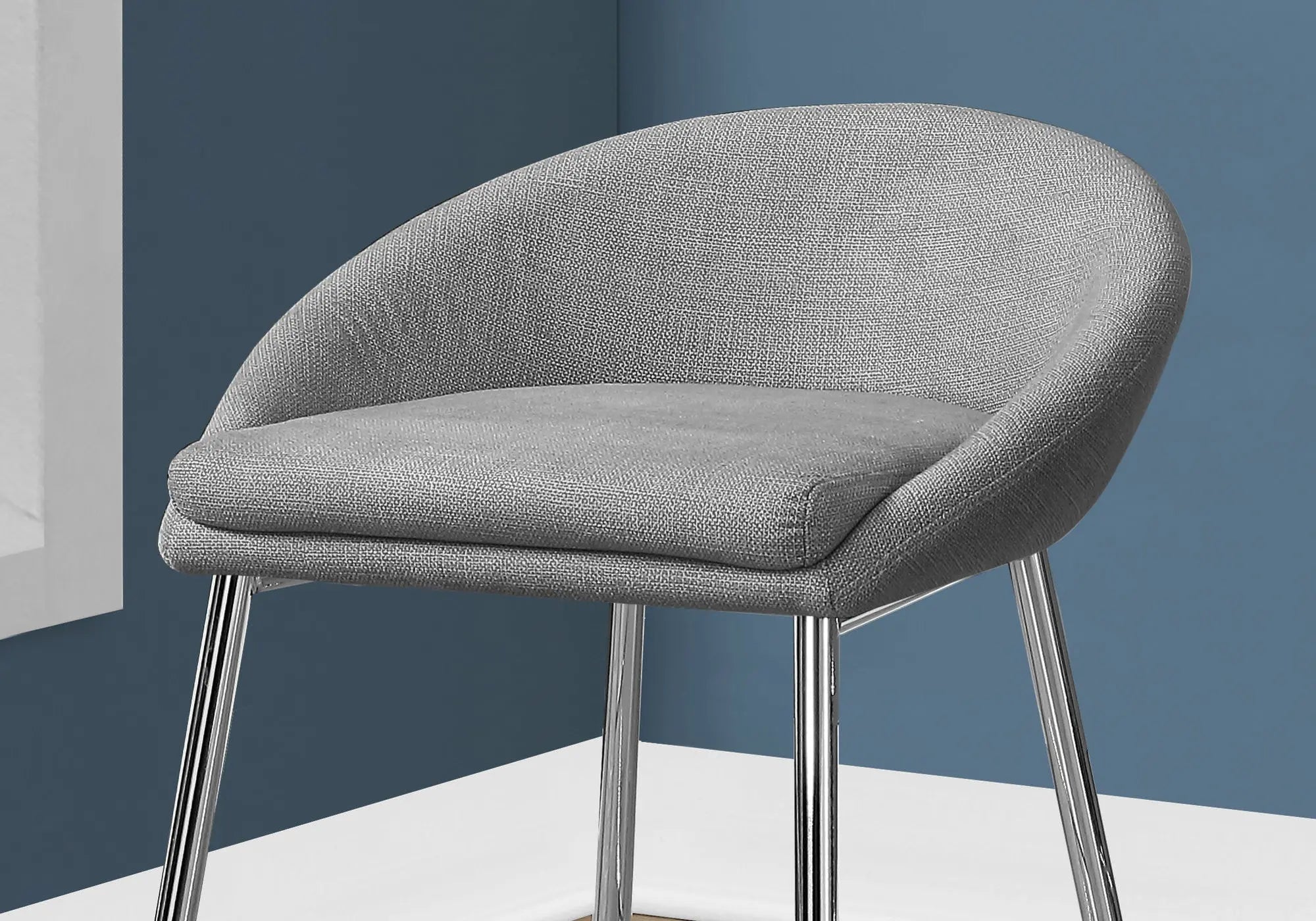 Set of Two 24" Gray and Silver Metal Low Back Bar Chairs Homeroots Living Room