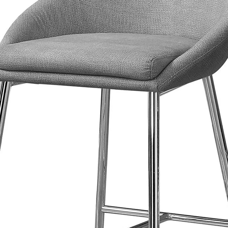 Set of Two 24" Gray and Silver Metal Low Back Bar Chairs Homeroots Living Room