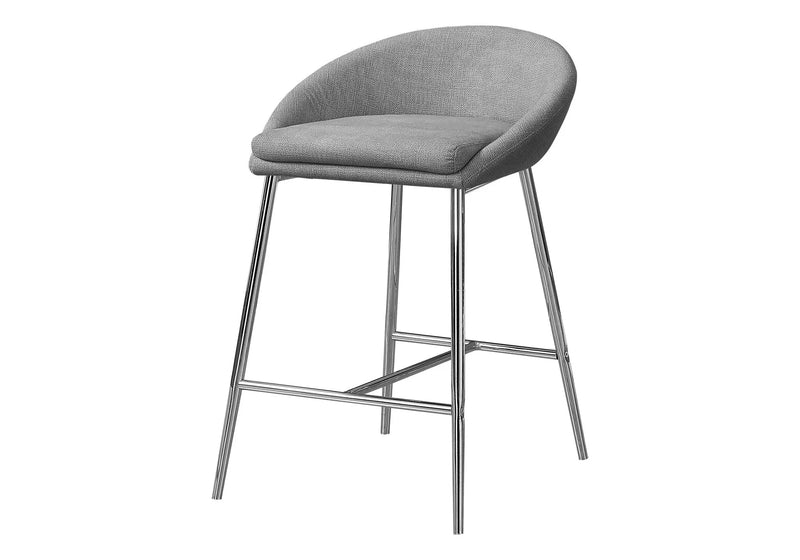 Set of Two 24" Gray and Silver Metal Low Back Bar Chairs Homeroots Living Room