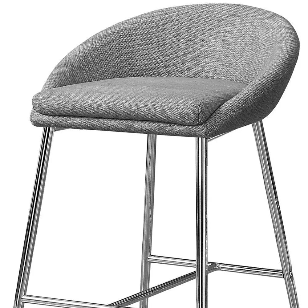 Set of Two 24" Gray and Silver Metal Low Back Bar Chairs Homeroots Living Room