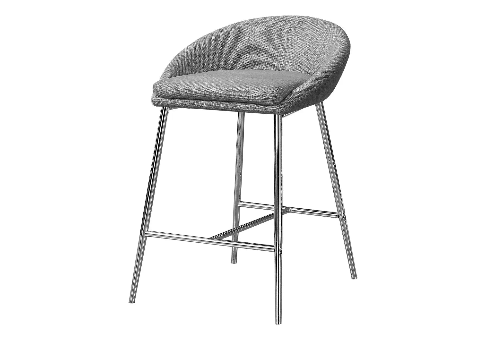 Set of Two 24" Gray and Silver Metal Low Back Bar Chairs Homeroots Living Room